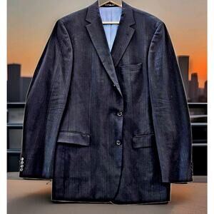Hugo Boss Scorsese Suit Jacket Virgin Wool 3 Button Blazer Made in USA 44L Black